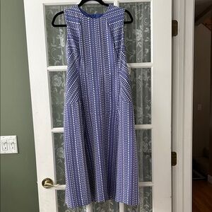 NWT Anne Klein blue and white fit and flare dress
